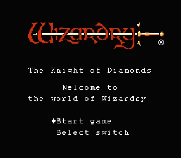 Wizardry - Knight of Diamonds - The Second Scenario (USA) screen shot title